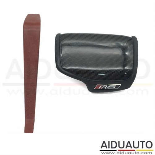 For Audi A4 B9 A5 Q5 Shift Handball Cover Carbon Fiber Leather Modified Handle RS LOGO Shift Knob Shell
