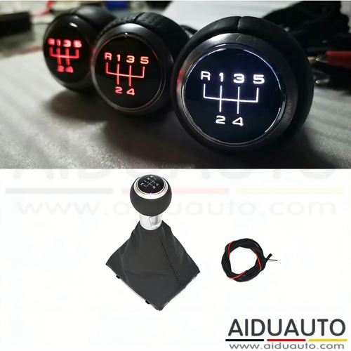 For Audi A3 8V Gear Shift Knob Handball with PU Leather Cover White light/Red light