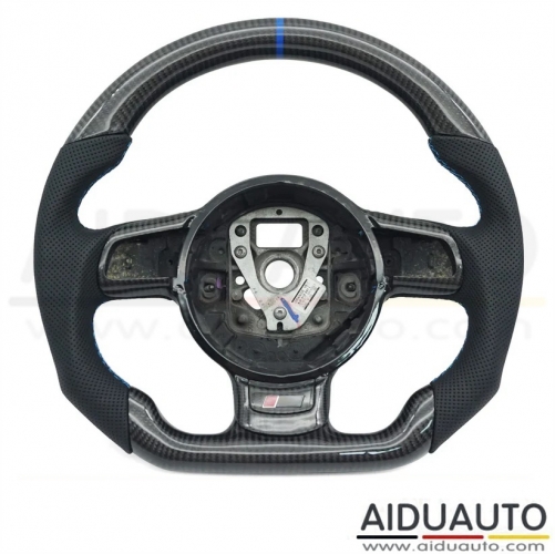 Custom Steering Wheel For Audi R8 V10 Perforated Steering Wheel Flat Bottom Steering Wheel Carbon Fiber