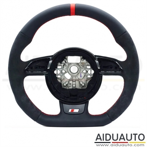 For Audi A6 C7 red striped steering wheel upgrade flat bottomed