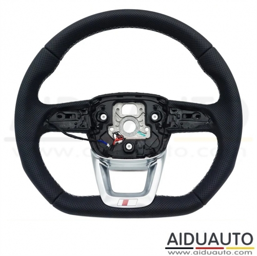 For Audi Q5 FY fully perforated leather with white stitching, flat bottomed sports steering wheel with heating