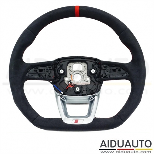 For Audi Q5 FY Q7 4M Q8 Alcantara leather flat bottomed sports steering wheel with heating