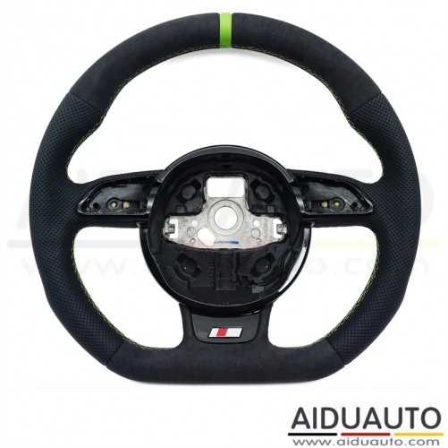 For Audi A4 B8 Flat bottom perforated leather steering wheel S RS SLINE logo stitching color can be customized