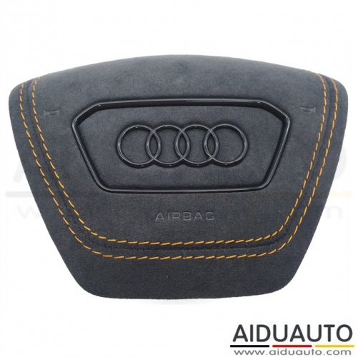 For Audi A6 C8 Woolen fabric Steering wheel airbag cover orange line