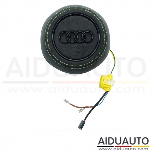 For Audi R8 yellow striped leather Steering wheel airbag cover