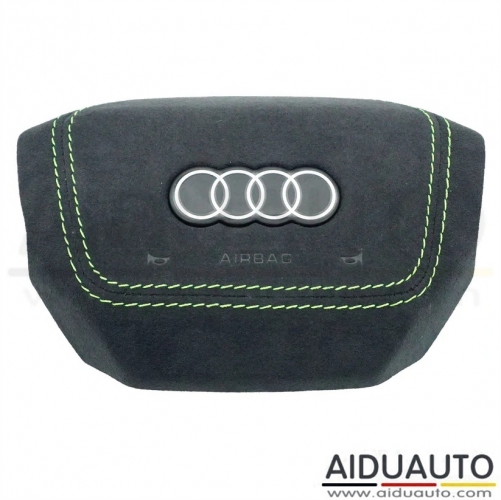 For Audi e-tron yellow striped leather Steering wheel airbag cover