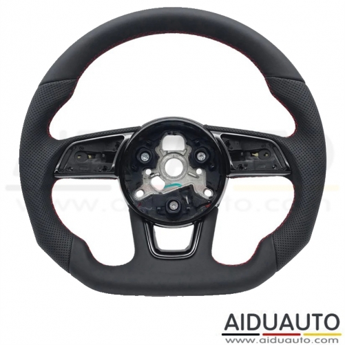 For Audi A4 B9 Fully Perforated Leather Steering Wheel Red Line