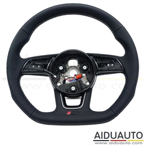 Heated steering wheel suitable for Audi A4 B9 S3 RS4 RS5 A3 A5 S3 S4 S5 2017-2024 leather flat bottomed steering wheel