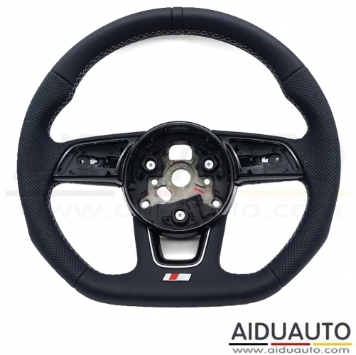 For Audi A4 B9 Custom leather semi-perforated steering wheel with multi-color center logo