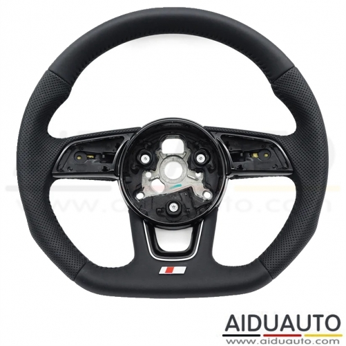 For Audi RS3 RS4 RS5 A3 A4 B9 A5 S3 S4 S5 2017-2021 Semi-Perforated Leather Steering Wheel black line