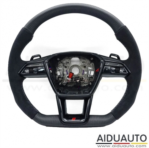 For Audi A6 A7 C8 2019-2022 RS6 RS7 Matte carbon fiber Alcantara dark gray stitching with heated steering wheel