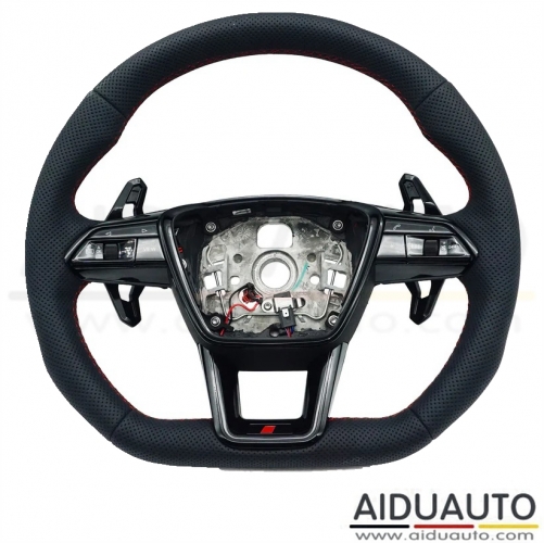Blackened steering wheel suitable for Audi A6 C8 A7 red stitched leather sport steering wheel with heating
