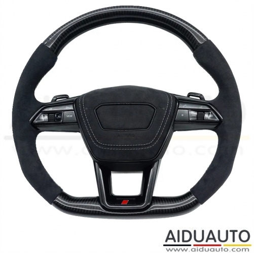 For Audi A6 C8 Custom Upgrade Carbon Fiber steering Wheel - White Line