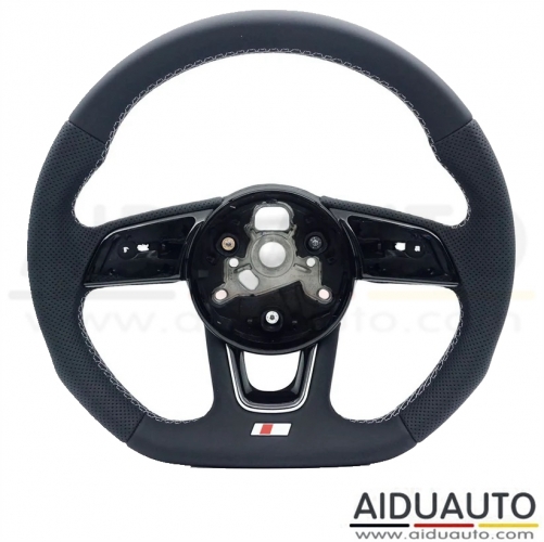 For Audi A4 B9 leather perforated steering wheel white stitching