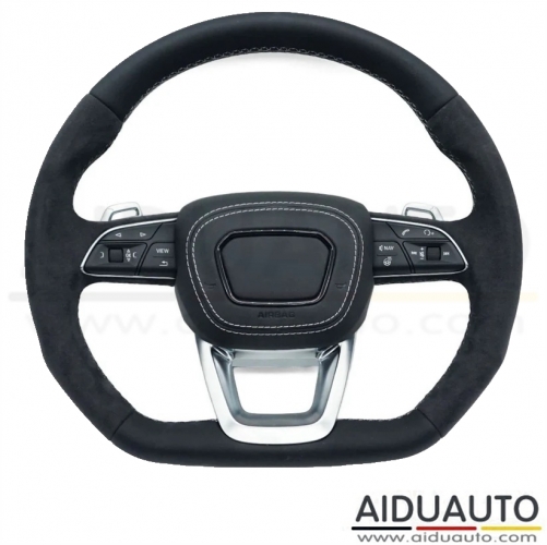 For Audi Q5 FY Q7 4M Q8 Alcantara leather flat bottomed sports steering wheel with heating