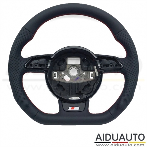 Perforated Leather Steering Wheel Black Stitching for Audi A4 B8 A3 8V Manual & Automatic Compatible