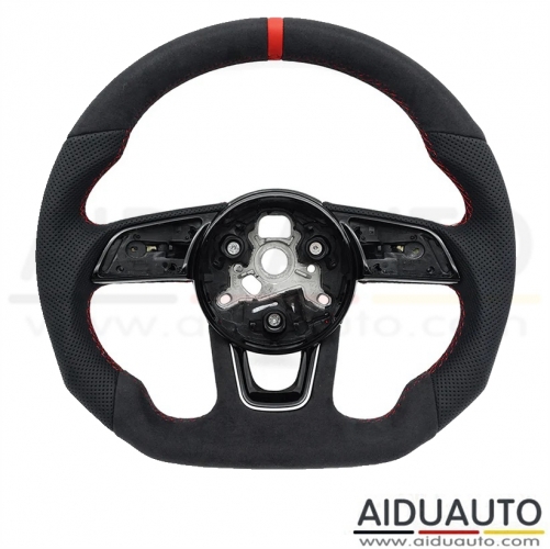 Sports style car steering wheel suitable for A4 S4 B9 A3 S3 8V RS4 RS5 A5 S5 2017-2024 leather steering wheel - Red Stitching