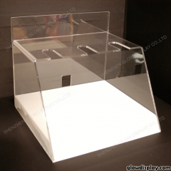 GlowDisplay acrylic hair dryer display case for trade show booth with LED lighting