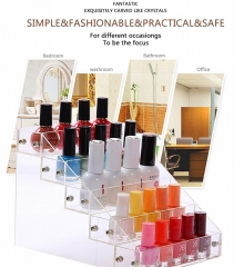 GlowDisplay 6 Tier Acrylic Clear Makeup Display Stand Rack Organizer Holder 60 Bottles Nail Polish Table Rack