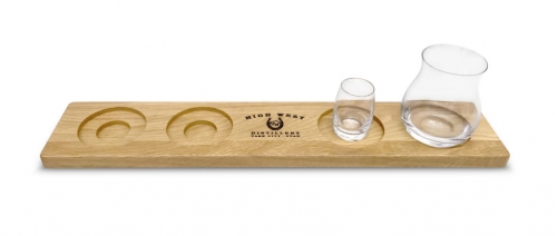 High West Distillery & Saloon Park City Custom Oak Flight Board Tray with Two-Tiered Glass Routs