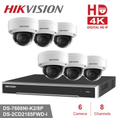 Hikvision kit DS-7608NI-K2/8P 4K 8ch NVR 6 x DS-2CD2185FWD-I 8mp IP Cameras