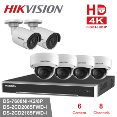 Hikvision kit DS-7608NI-K2/8P 4K 8ch NVR 6 x DS-2CD2185FWD-I 2XDS-2CD2085FWD-I 8MP IP camera