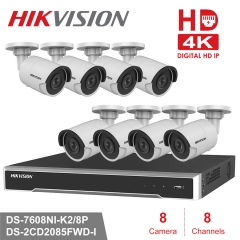 Hikvision kit DS-7608NI-K2/8P 4K 8ch NVR 8 x DS-2CD2085FWD-I 8mp IP Cameras