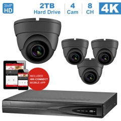 Anpviz 8 channel 4K home security system with 4 Eyeball Dome 5MP 2592x1944P IP POE Cameras, 2TB Storage - Outdoor weatherproof IP Poe Security cameras, 100ft Night Vision - H.265+ , Plug and Play,Remote Home Monitoring System, IPK768315G-4