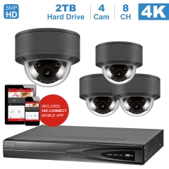 Anpviz 8 channel 4K home security system with 4 Dome 5MP 2592x1944P IP POE Cameras, 2TB Storage - Outdoor weatherproof IP Poe Security cameras, 100ft Night Vision - H.265+ , Plug and Play,Remote Home Monitoring System, IPK768025G-4 ( NVR By Hikvision)