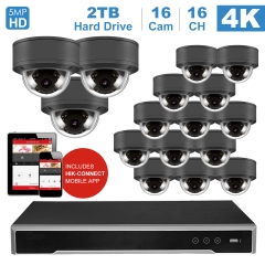 Anpviz 16 channel 4K home security system with 16 Dome 5MP 2592x1944P IP POE Cameras, 4TB Storage - Outdoor weatherproof IP Poe Security cameras, 100ft Night Vision - H.265+ , Plug and Play,Remote Home Monitoring System, IPK7616025G-16