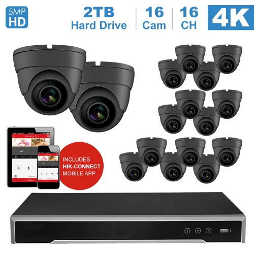 Anpviz 16 channel 4K home security system with 16 Dome 5MP 2592x1944P IP POE Cameras, 4TB Storage - Outdoor weatherproof IP Poe Security cameras, 100ft Night Vision - H.265+ , Plug and Play,Remote Home Monitoring System, IPK7616315G-16