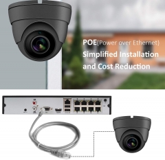 Anpviz (Hikvision Compatible) 5MP 8CH PoE IP Camera System, 8CH 4K Ultra HD PoE NVR, 5MP H.265 POE Dome IP Camera With Night Vision 98ft, Audio, Motion Detection, Weatherproof IP66, Onvif，Gray