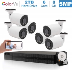 Anpviz 5MP IP POE Security Camera System, 8CH 4K H.265 NVR with 2TB HDD with 6PCS 5MP Outdoor IP PoE Cameras Home Security System with Audio, 20-30M Night Vision, IVMS4200, Hik-Connect