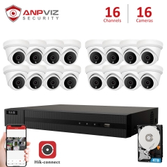 Anpviz (Hikvision Compatible) 5MP 16CH PoE IP Camera System, 16 Channel 4K NVR POE , 16 x 5MP Night Vision 98ft Dome IP Camera PoE, Weatherproof IP66, 2.8mm Fixed Lens White