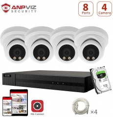 ( Full Color Night Vision ) 8CH 4K NVR System CCTV Camera Kit 2TB HDD with 4pcs 5MP IP POE Outdoor Cameras Night Vision Motion Detection Waterproof Onvif Compatible H.265