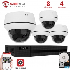 Anpviz 5MP 8 Channel Security Camera NVR System,8CH 4K H.265 NVR with 2TB HDD with 4pcs 4X 5MP Dome Outdoor IP POE Cameras Home Security System with Audio, Weatherproof, 98ft Night Vision