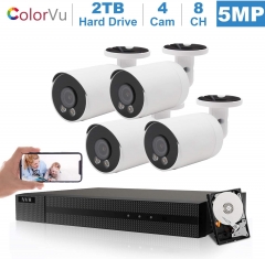 Anpviz 4K 8CH IP PoE Security Camera System, 8MP Network Video Recorder with 4pcs 5MP IP POE Camera 2TB HDD, 2.8mm Fixed Lens Audio Night Vision 20-30m, Motion Detection, IVMS4200, Hik-Connect