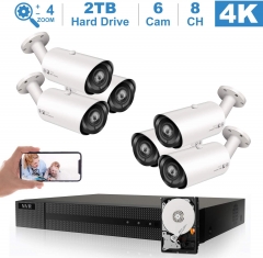 Anpviz 4K HD 8CH POE Security CCTV Home Security Camera System, With 6pcs 8MP 4X Optical Zoom IP POE Camera With 2TB HDD, 2.8mm Wide Angle lens,IP66 Weatherproof,Remote Access, 2020 NEW