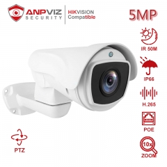 Anpviz 5MP/2MP Bullet POE PTZ IP Camera 10x Optical Zoom HD Security Outdoor Weatherproof Cam Onvif IR 50m H.265