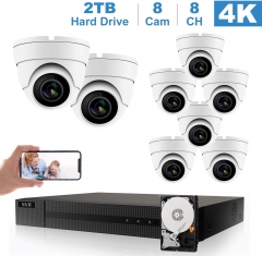 Anpviz (Hikvision Compatible) 5MP 8CH PoE IP Camera System, 8CH 4K Ultra HD PoE NVR, 8 x 5MP 2592x1944P H.265 IP POE Dome Camera Wide Angle 2.8mm IP Security Camera Night Vision 98ft, Audio, Motion Detection, Weatherproof IP66, White