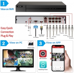 8CH 4K NVR System H.265 CCTV Camera Kit 2TB HDD with 8pcs 8MP IP POE PTZ Cameras 4X Optical Zoom Outdoor Night Vision Motion Detection Waterproof