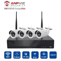 Anpviz 4CH WIFI NVR 4pcs 2MP Bullet IP WIFI Camera Bullet and PTZ Outdoor Security System ONVIF H.265 CCTV Video NVR Kit