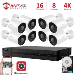 Anpviz 16CH NVR 8Pcs 4K 8MP Bullet POE IP Camera NVR Kit IP Security Camera system Outdoor IP66 Onvif IR 30m P2P View H.265