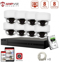 Anpviz (Hikvision Compatible) 8CH 4K CCTV KIT 5MP H.265 POE Dome IP Camera 2TB HDD , Motorized 4X Optical 2.8~12mm Wide Angle P2P Security Camera, Weatherproof IP66, Motion Alert, Night Vision 98ft