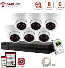 8CH 4K NVR System 2TB HDD CCTV Camera Kit with 6pcs 5MP IP POE Cameras 4X Optical Zoom Night Vision Outdoor Motion Detection Waterproof H.265