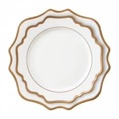 24K gold rim unique design wedding dinner plates white with gold rimmed for wholesale