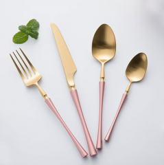 Gold and stainless steel flatware wholesale catering cutlery set