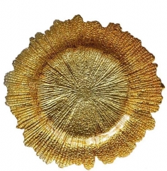 Gold Glass irregular shape wedding charger plates wholesale