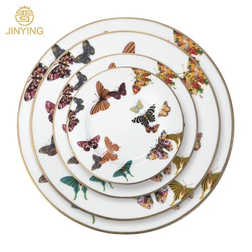 High Quality Butterfly plates set wholesale dinner dishes tableware set charger plate ceramic porcelain dinnerware
