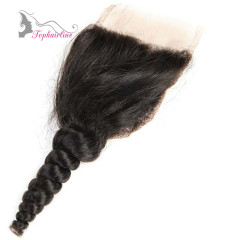 Wholesale 4*4 loose wave Virgin Brazilian Hair Lace Closure